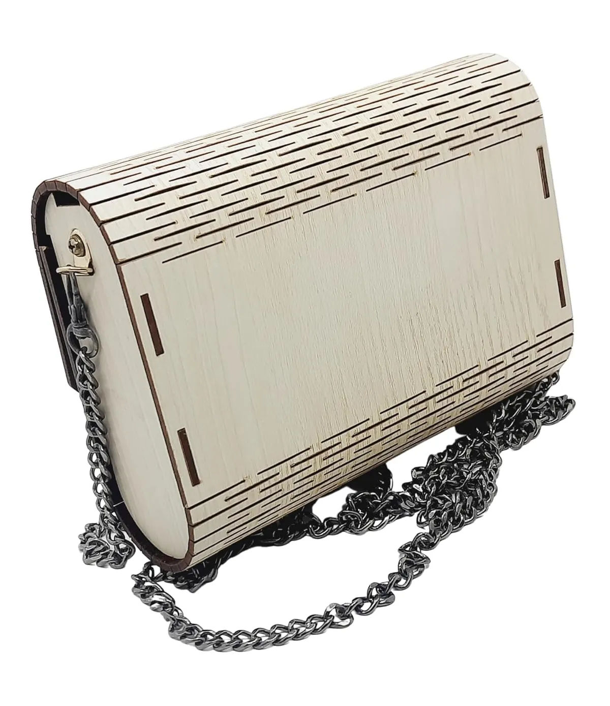 Meera Brown Wooden Slim Rectangular Clutch Bag
